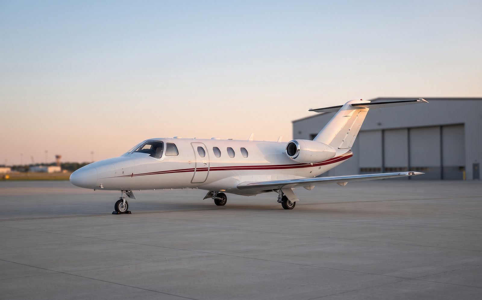 Light jet ready for a private flight from Los Angeles to Las Vegas