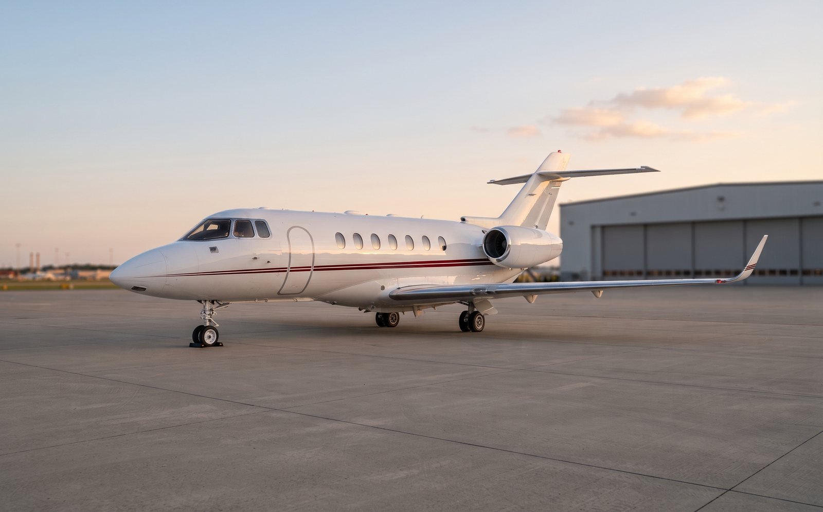 Super midsize private jet on the apron