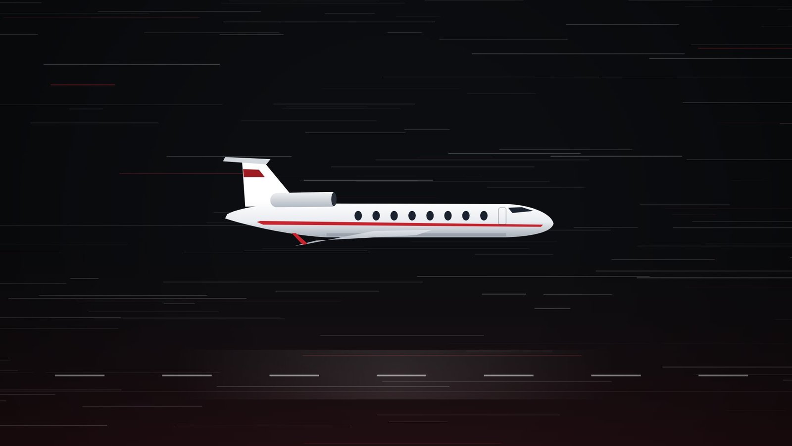 Private jet routes on a world map
